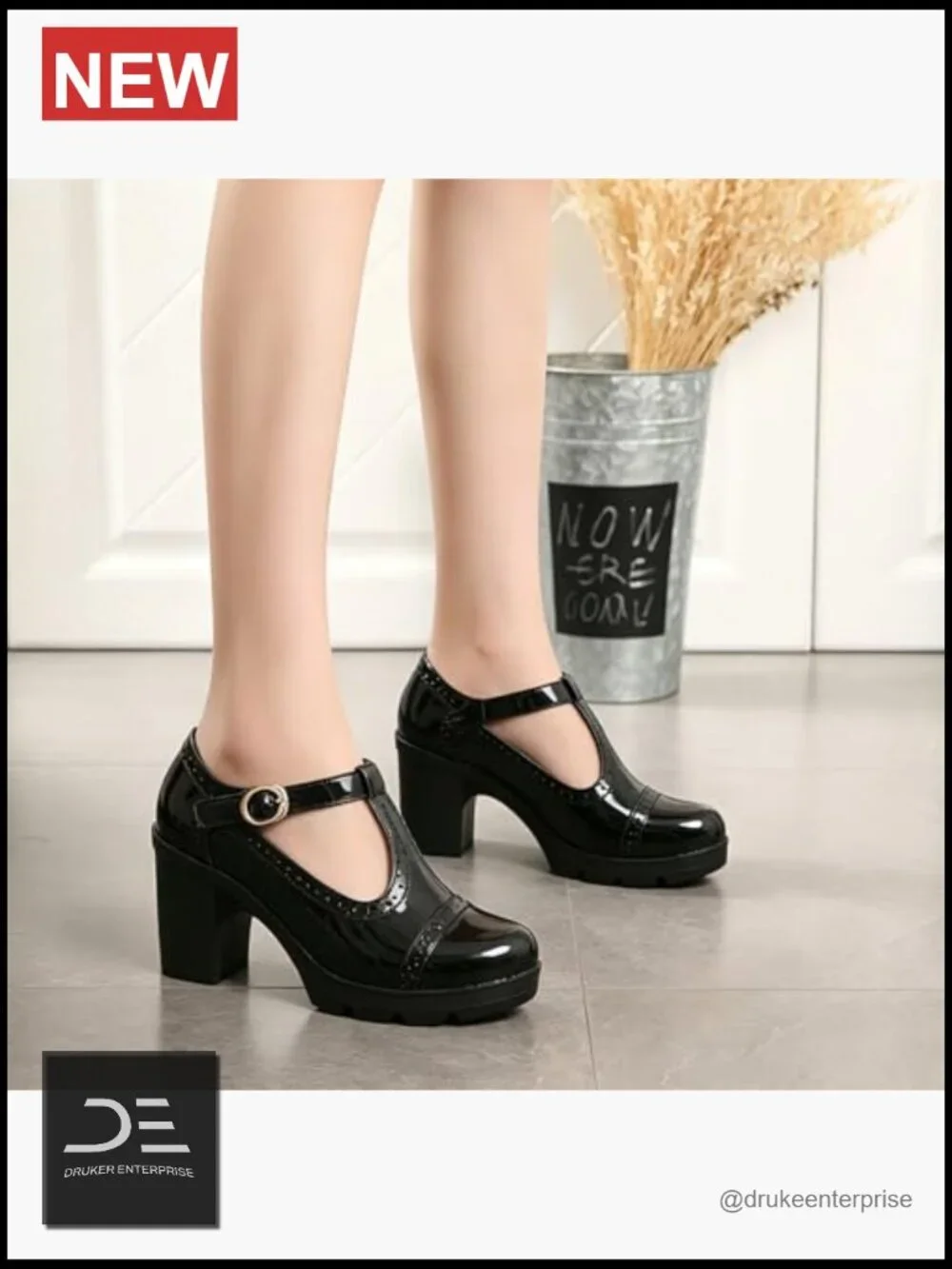 Classic T-Strap Platform Mid-Heel Square Toe Oxfords Dress Shoes